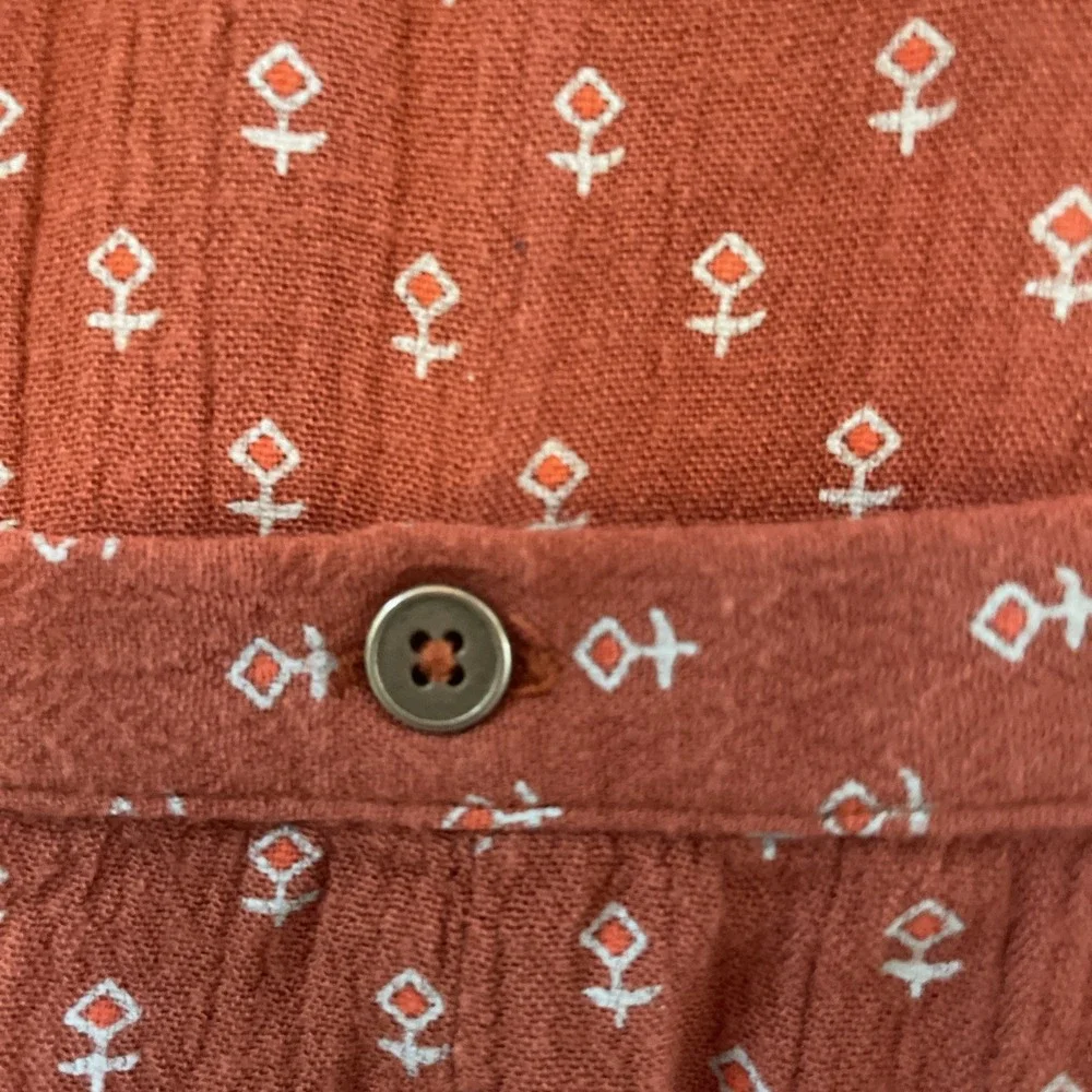 Free People Burnt Orange Long Sleeve 1/2 Button-up‎ Tunic Women's size XS